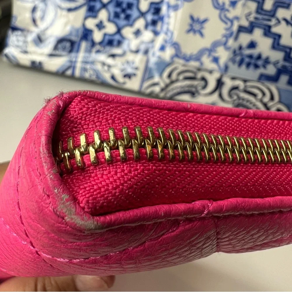 Kate spade quilted leather in hot pink large wallet